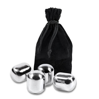 4pc Bartender Stainless Steel Wine Pearls Set w/ Velvet Bag