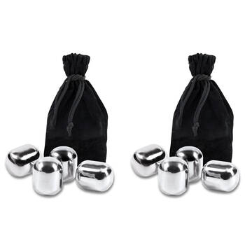 2x 4pc Bartender Stainless Steel Wine Pearls Set w/ Velvet Bag