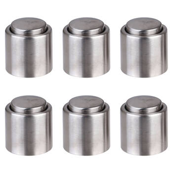 6PK Bartender Stainless Steel Wine Bottle Stopper - Silver