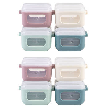 2x 4pc Melii Luxe 120ml Snap & Go Cubes Snack Container Set