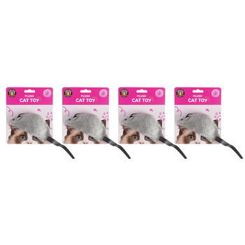 4PK Dudley's World Of Pets Plush Mouse Cat Pet Play Toy