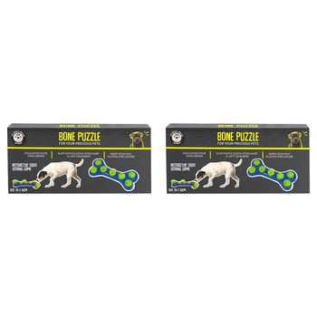 2PK Dudley's World Of Pets Puzzle Game Dog Interative Play Toy Bone Shaped