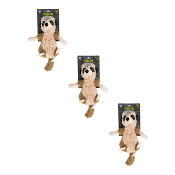 3PK Dudley's World Of Pets Plush Meerkat Toy with Squeaker Assorted