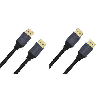 2PK Cruxtec DP21-02-BK DP 2.1 16K DisplayPort Male Cable 2m Black