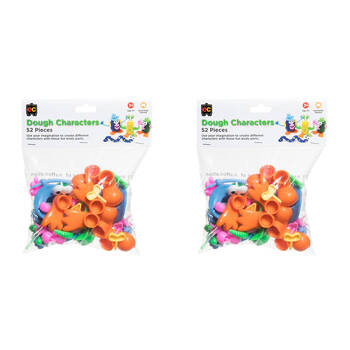 2x 52pc Educational Colours Modelling Clay Dough Characters Multicoloured