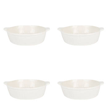 4PK NF Living Round Baker 22x19.5 Durable Ceramic Baking Dish Bakeware White