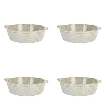 4PK NF Living Round Baker 22x19.5x6 Durable Ceramic Baking Dish Bakeware Green