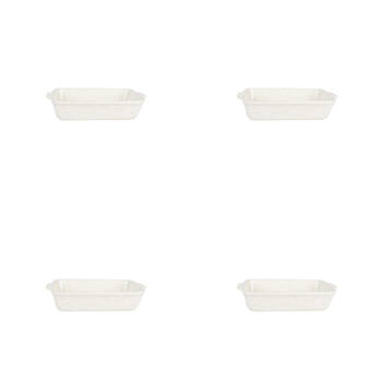 4PK NF Living Rectangular Bake Dish 24x15x5 Durable Ceramic Baking White