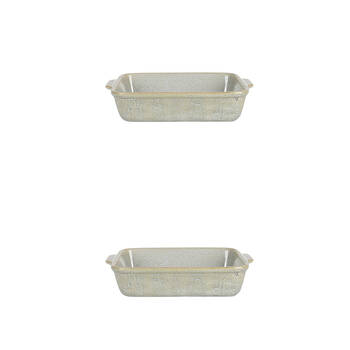 2PK NF Living Rectangular Bake Dish 24x15x5 Durable Ceramic Bakeware Green
