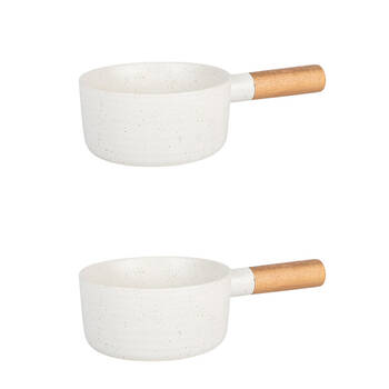 2PK NF Living Handled Bowl 28x15.5x7 Ceramic Durable Stoneware Serveware White