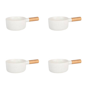 4PK NF Living Handled Bowl 28x15.5x7 Ceramic Durable Stoneware Serveware White