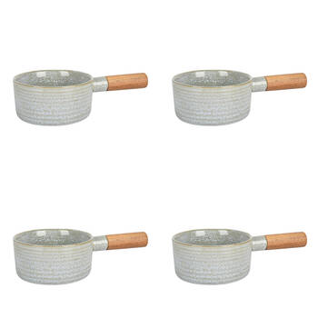 4PK NF Living Handled Bowl 28x15.5x7 Ceramic Durable Stoneware Serveware Green