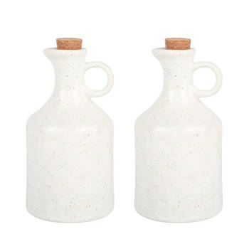 2pc NF Living Oil Vessel 450ml Ceramic Bottles Stoneware Kitchenware White