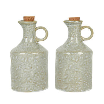 2pc NF Living Oil Vessel 450ml Ceramic Bottles Stoneware Kitchenware Green