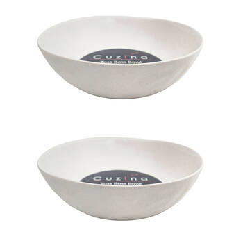 2PK NF Living Salad Bowl 27x27x8 Ceramic Durable Stoneware Serveware White