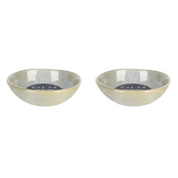 2PK NF Living Salad Bowl 27x27x8 Ceramic Durable Stoneware Serveware Green