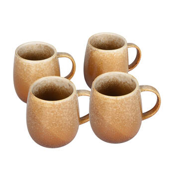4pc NF Living Snug Mug 350ml Capacity Ceramic Mugs Stoneware Dinnerware Caramel