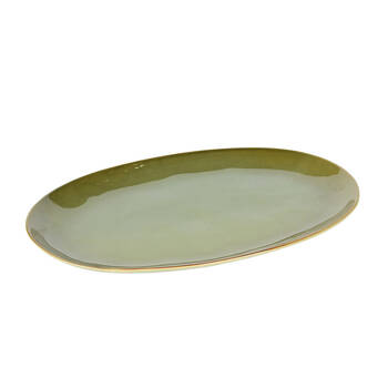 NF Living Ovalo Oval Plate 42x25x3 Reactive Glaze Stoneware Dinnerware Olive