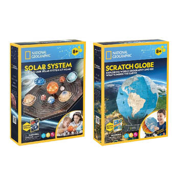 2pc National Geographic Scratch Globe and Solar System Kids 3D Puzzles 8y+