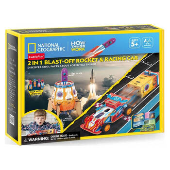 National Geographic 2 in 1 Blast-Off Rocket & Racing Car 3D Puzzle 5y+