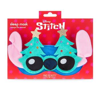 Disney Stitch at Christmas Elasticated Soft Plush Sleep Face Mask Blue