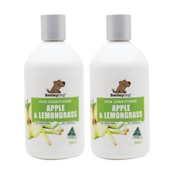 2PK Smiley Dog Pet Grooming Cleaning Conditioner Bottle 500ml Apple & Lemongrass