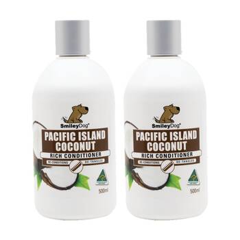 2PK Smiley Dog Pet Grooming Cleaning Conditioner Bottle 500ml Pacific Island Coconut