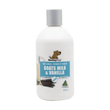 Smiley Dog Pet Grooming Cleaning Conditioner Bottle 500ml Goats Milk & Vanilla