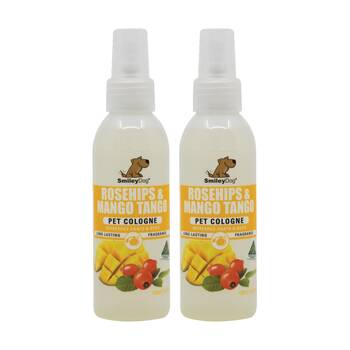 2PK Smiley Dog Pet Grooming Cologne Spray Bottle 125ml Rosehips & Mango