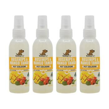4PK Smiley Dog Pet Grooming Cologne Spray Bottle 125ml Rosehips & Mango