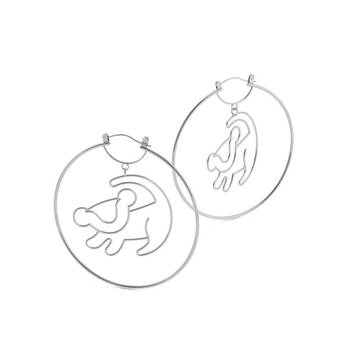 Couture Kingdom Disney The Lion King Simba Outline Hoop Earrings Silver