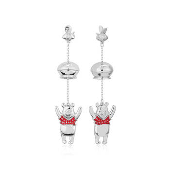 Couture Kingdom Disney Winnie The Pooh Honey Pot Drop Earrings Silver