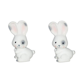 2PK Tikiri Bunny Natural Rubber Baby Teething & Bath Toy w/ Built in Rattle