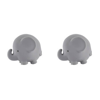 2PK Tikiri Rubber Elephant Zoo Animal 96001 Baby Teether 11x10cm - Grey 0m+
