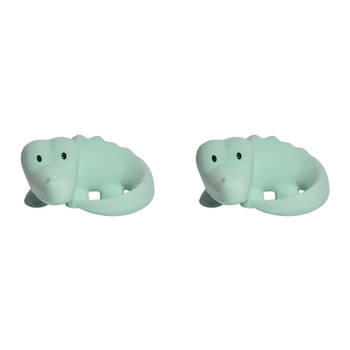 2PK Tikiri Rubber Crocodile Zoo Animal 96004 Baby Teether 10x9cm - Green 0m+