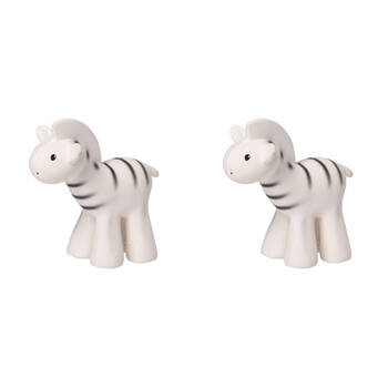 2PK Tikiri Rubber Zebra Zoo Animal 96005 Baby Teether 12x13cm - White 0m+