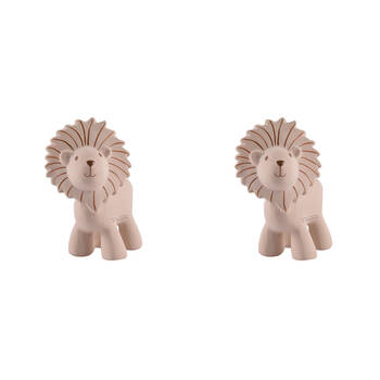 2PK Tikiri Rubber Lion Zoo Animal 96006 Baby Teether 8x11cm - Beige 0m+