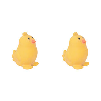 2PK Tikiri 8.5cm Farm Animal Rubber Chicken 95005 Sensory Toy 0m+ Yellow