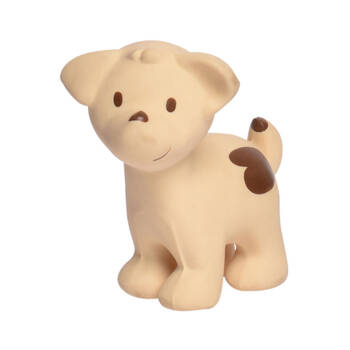 Tikiri 10.5cm Farm Animal Rubber Puppy 95006 Sensory Toy 0m+ Brown