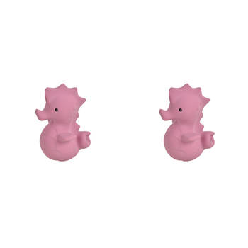 2PK Tikiri 11cm Ocean Buddy Rubber Seahorse 97503 Baby Toy 0m+ Pink