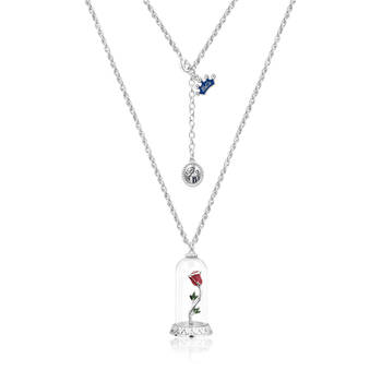 Couture Kingdom Beauty & The Beast Enchanted Rose Necklace - Silver