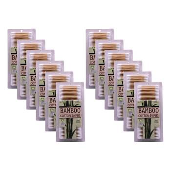 12PK 300pc Go Green Bamboo Cotton Swabs Buds Ear Cleaning Care Disposable