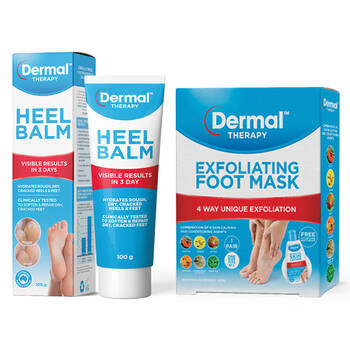 2pc Dermal Therapy 100g Heel Balm & Exfoliating Foot Mask