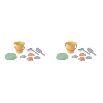 2PK Dantoy Plastic Bucket Set w/ Net Sandpit Toys - Pastel 2y+