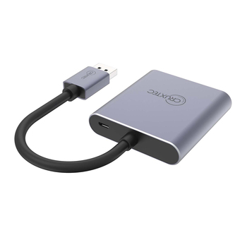 Cruxtec DisplayPort to Dual HDMI 4K Compact Hub Adapter - Grey