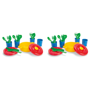 2x 22pc Dantoy Classic Dinner Kitchen Pretend Play Kids Toy Set 2y+