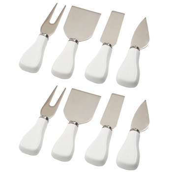 2x 4pc Davis & Waddell Bistro Cheese Knife Set 18x14cm - White/Silver