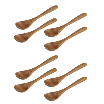 2x 4pc Davis & Waddell Acacia Wood Dip Spoon Set Natural 13.5x3cm