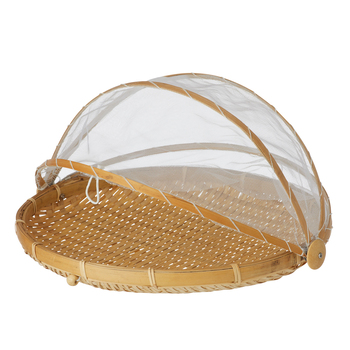 Davis & Waddell Mesh Food Cover w/ Bamboo Tray 37x24cm - Natural/White