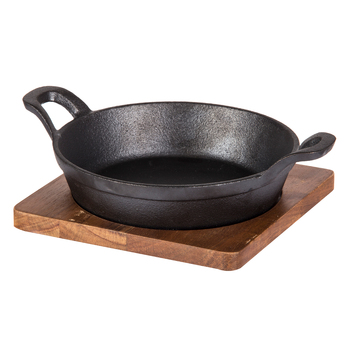 Davis & Waddell Fine Foods Skillet w/Acacia Trivet 24.5x18.5cm - Black